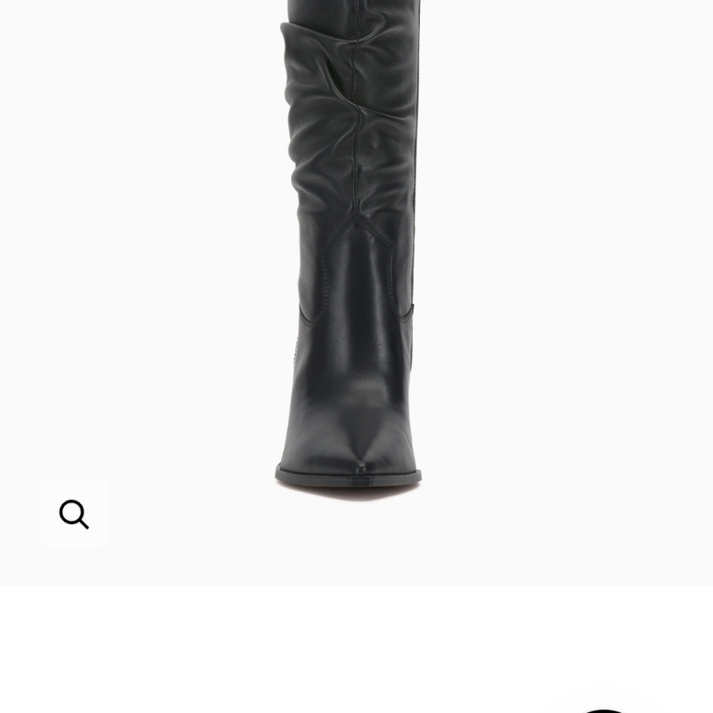 ***BRAND NEW IN BOX 100% Leather** Vince Camuto Black Slouchy Heeled Boots - Picture 4 of 11